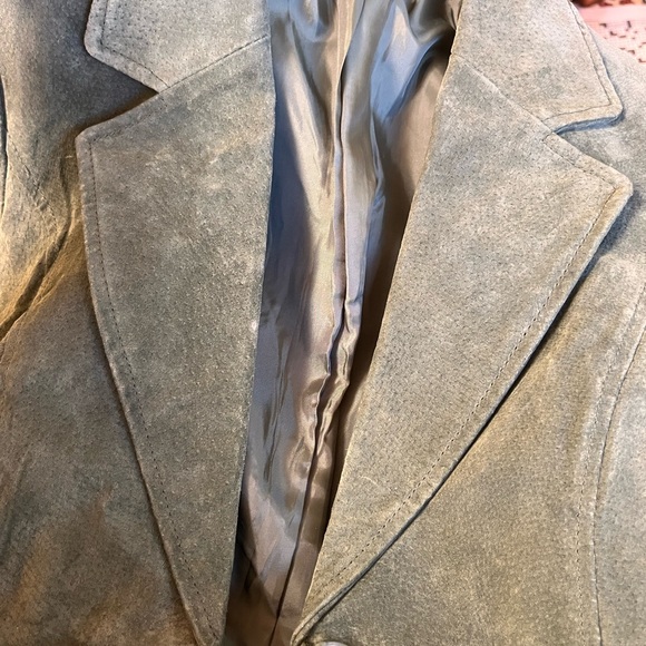 Green suede jacket, size Petite M - Picture 5 of 5